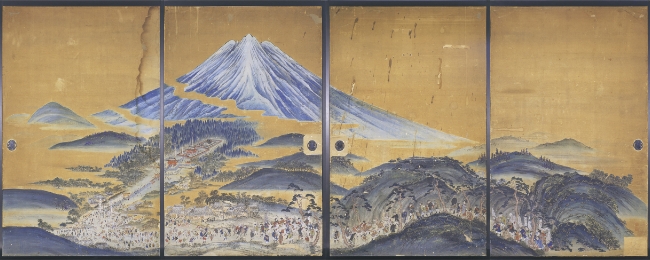お山参詣図襖絵